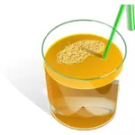 Dibujo de zumo en un vaso con paja verde vectorial
