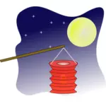 Lanterna cinese su grafica vettoriale al chiaro di luna