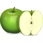 Wektorowa jabłko i jabłko pokroić na pół
