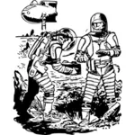 Vektorové ilustrace muži v ochranných oblecích