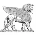 בתמונה וקטורית האריה המכונף האשורית