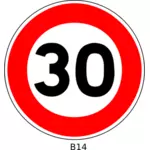 Ilustração em vetor de sinal de tráfego de limitação de velocidade 30