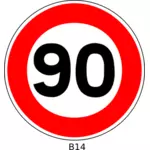 Ilustração em vetor de sinal de tráfego de limitação de velocidade 90
