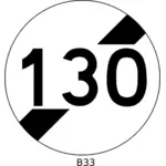 Vektor-Bild, Ende der 130mph Höchstgeschwindigkeit Straßenschild