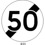 यातायात संकेत वेक्टर छवि 50 मील प्रति घंटे की गति सीमा के समाप्त होता है