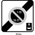 Vektortegning for parkering plate sonen svarte og hvite tegn