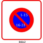 Clip-art vector do quadrado azul e vermelho, painel de proibição de estacionamento