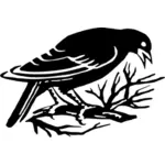 Sylwetka małego ptaka czepiam gałąź ilustracja wektorowa
