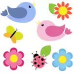 Blommor och fåglar