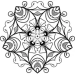 Siyah ve beyaz vektör küçük resim soyut detaylı çiçek tasarım