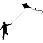 Jongen vliegende kite