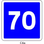70 קמ ש מהמהירות המותרת כחול ציור וקטורי roadsign מרובע צרפתי