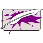 Vektorbild skrivande fjäder på en lila splash bakgrund