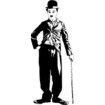 Чарли Чаплин с палкой векторные иллюстрации