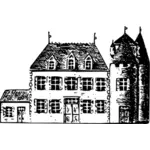 Chateau francês em ilustração vetorial preto e branco