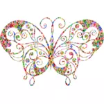 Chromatické dlážděnou rozmachem motýl silueta