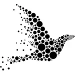 Siyah noktalar çizilen kuş siluet vektör küçük resmini