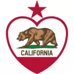 علم جمهورية كاليفورنيا في صورة متجه شكل القلب