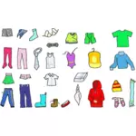 Vektor illustration av färgade kläder för barn och vuxna