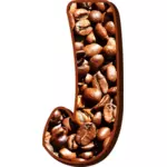 Kahve çekirdekleri tipografi J