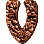 Буква V с кофе в зернах