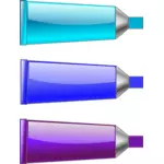 Tubos de color cian, azul y púrpura