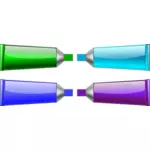 Imagem dos tubos de cor verde, azul, roxo e ciano