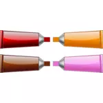 Menggambar tabung warna merah, oranye, coklat dan pink