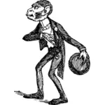 Humanoïde aap karikatuur illustratie