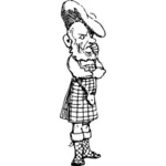 Man in Schotse rok karikatuur tekening