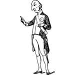 Gambar vektor raja castle pria berbicara dengan satu tangan menunjuk ke depan