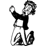 Illustration vectorielle de garçon mendier dans son personnage de bande dessinée de genoux