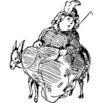 Grosse dame et une mule