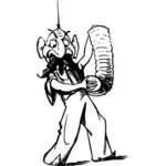 رسم رجل هزلي مع شارب لعب الأكورديون