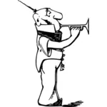 Disegno di vettore di suonatore di tromba uomo calvo