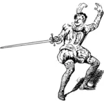 Asker bir kılıç karikatür çizim ile