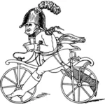 Immagine di vettore del soldato su un personaggio comico di bici