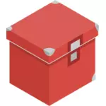 Gambar vektor kotak penyimpanan merah dengan tutup