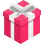 Vektor seni klip kotak hadiah merah muda dengan pita putih