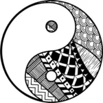 Vektori ClipArt koristeellinen Ying Yang merkki