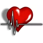 Um coração com ilustração vetorial complexo de ECG