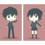 Uniformovaní chlapec a dívka