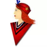 빨간 모자와 우아한 여자 그림 벡터