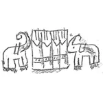 To elefanter foran sirkustelt