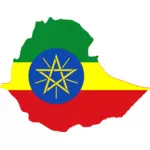 इथियोपिया के एक नक्शा और झंडा