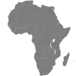 Afrikan kartta Etiopian kanssa korostettu vektorikuva