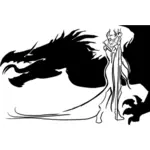 Zlá královna a drak silueta