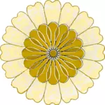 Desenho de flor amarela e ouro redonda vetorial