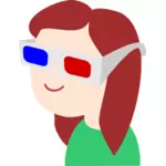 فتاة مع نظارات 3D
