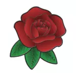 Červená růže s listy